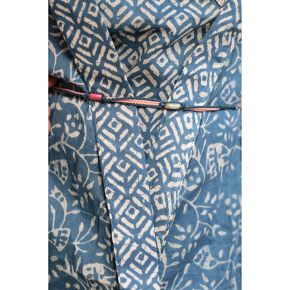 Inaaki Blue Embroidered Kurti Pant Set
