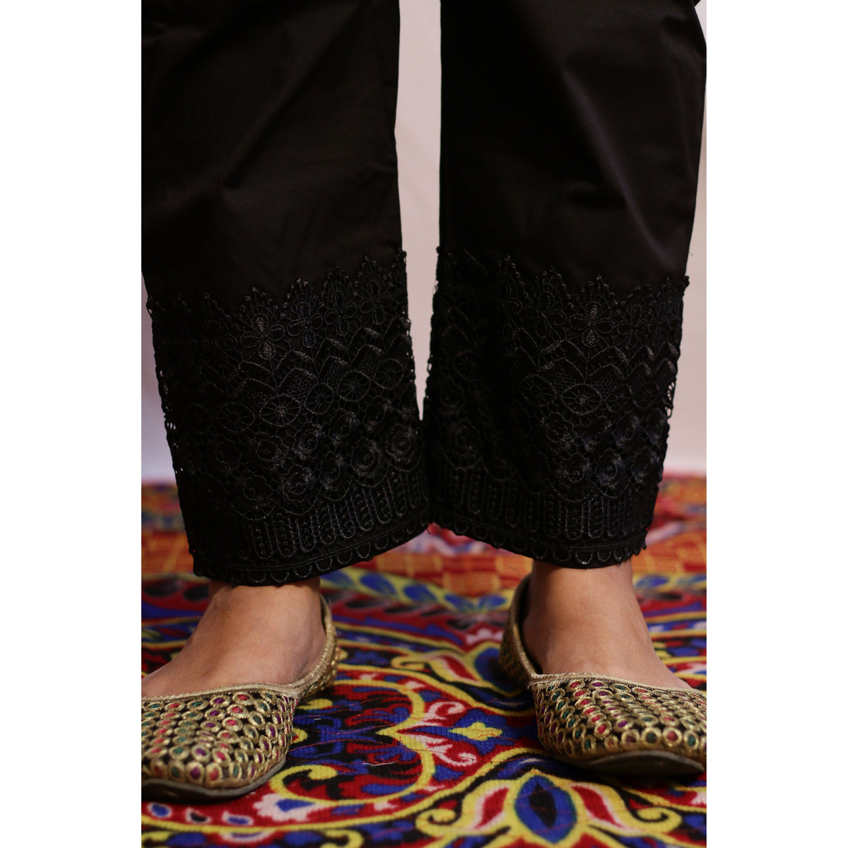 Embroidered Black Lace Pant