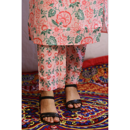 Komal Pink Embroidered Kurti Pant Set
