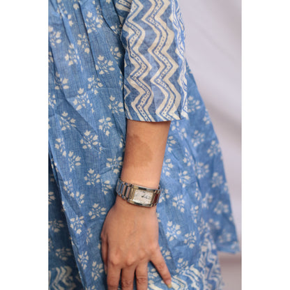 Zooni Sky Blue Embroidered Kurti Pant Set