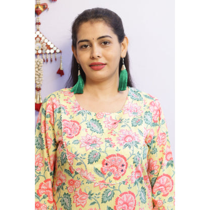 Chavi Yellow Embroidered Kurti Pant Set