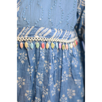 Zooni Sky Blue Embroidered Kurti Pant Set
