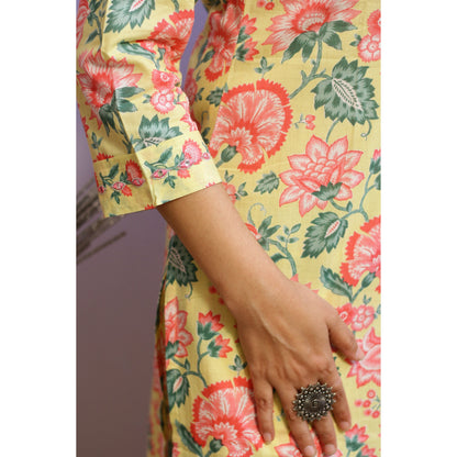 Chavi Yellow Embroidered Kurti Pant Set