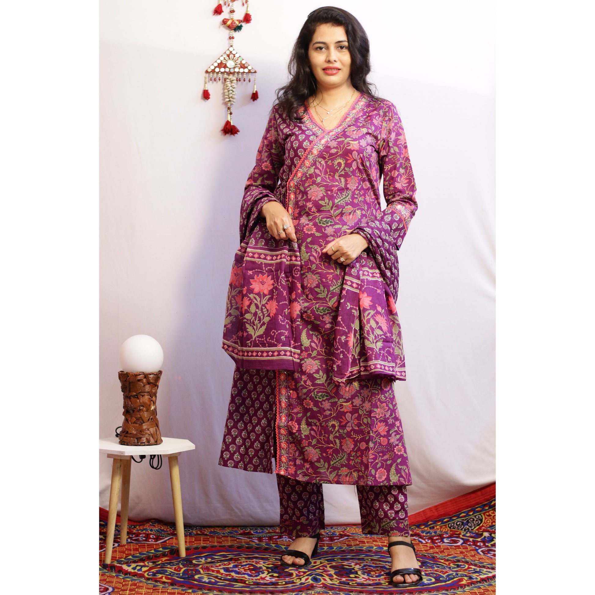 Angrakha Purple Embroidered Suit Set