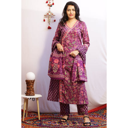 Angrakha Purple Embroidered Suit Set