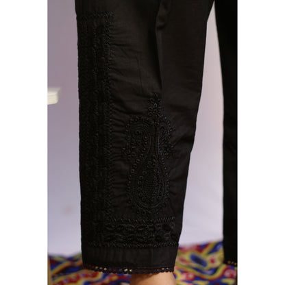 Black Chikan and Lace Pant