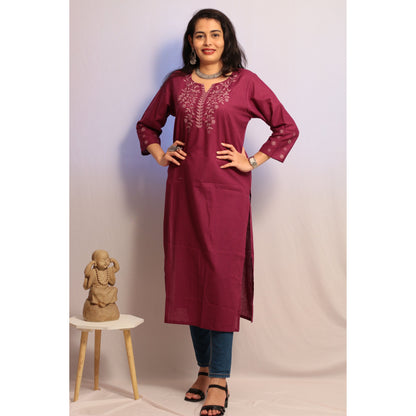 Dark Purple Embroidered Kurti