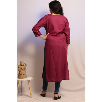 Dark Purple Embroidered Kurti