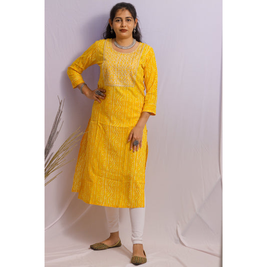 Yellow Bandhani Kurti