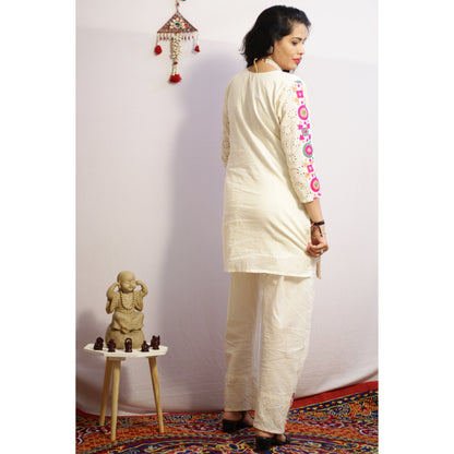 Urna Beige Embroidered Co-ord Set