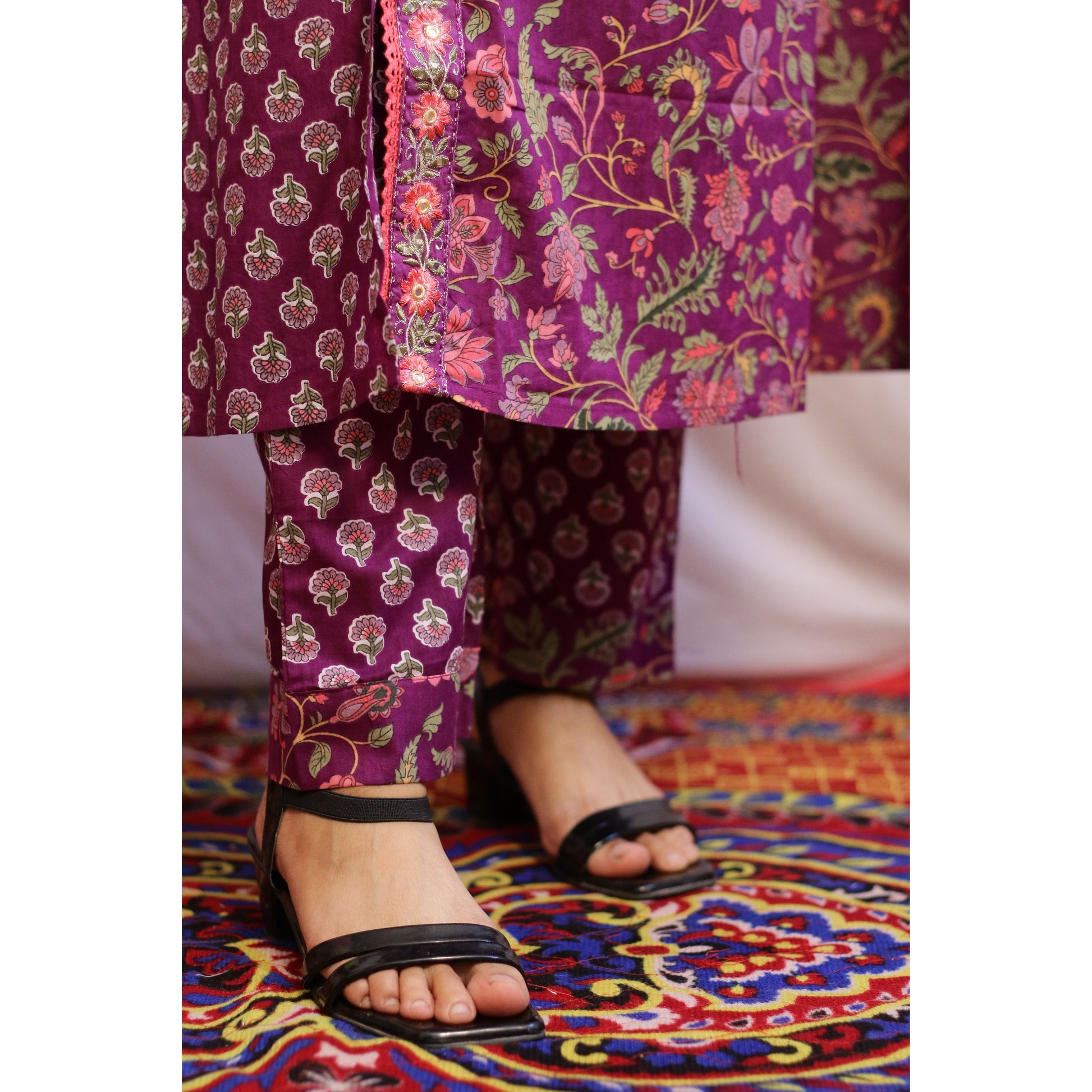 Angrakha Purple Embroidered Suit Set