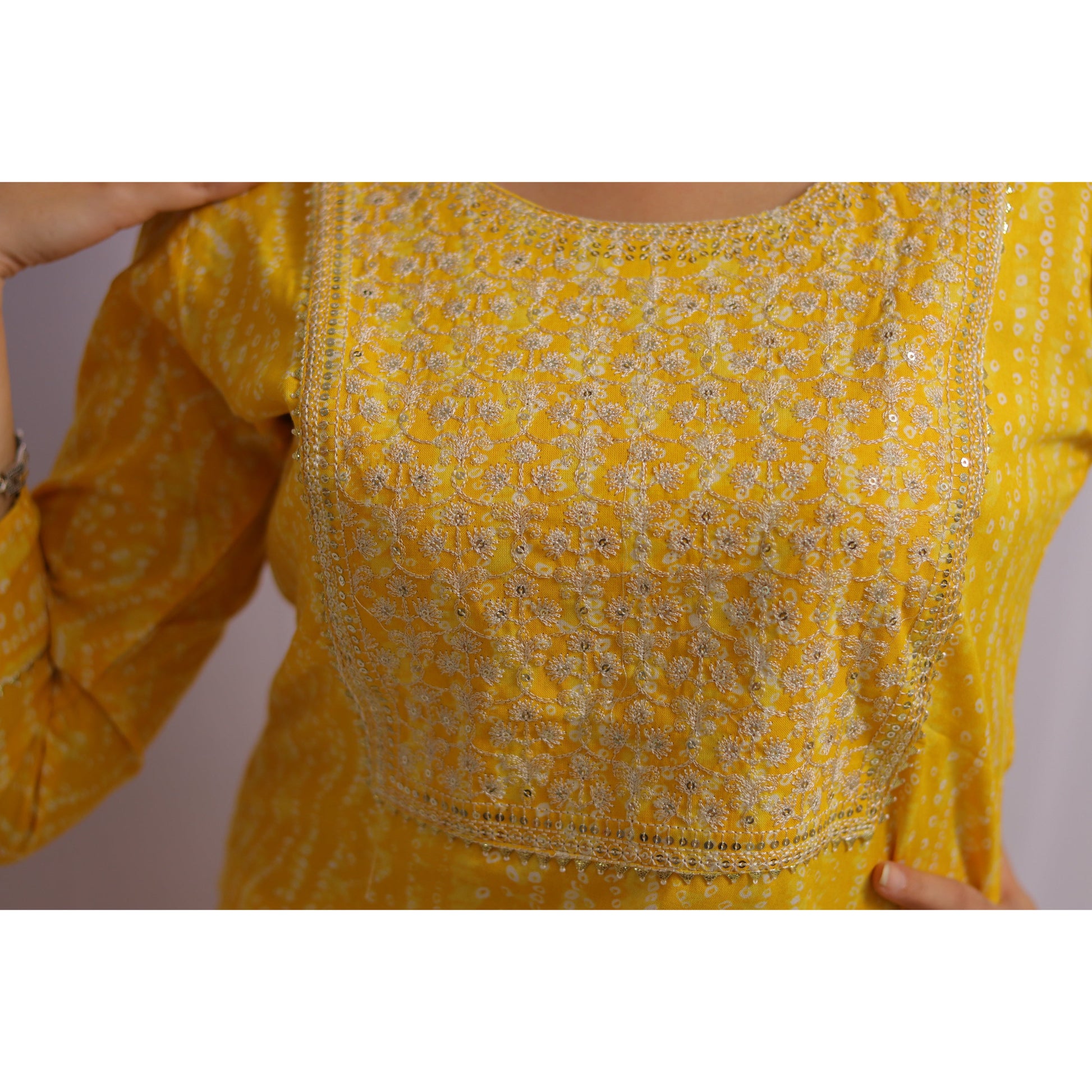 Yellow Bandhani Kurti