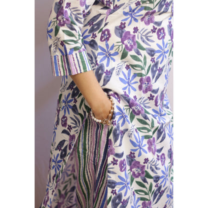 Prisha Purple Embroidered Kurti Pant Set
