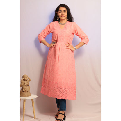 Pink Embroidered Kurti