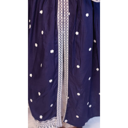 Rakhi Navy Blue Lukhnowi Suit Set