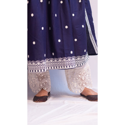 Rakhi Navy Blue Lukhnowi Suit Set