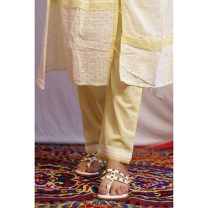 Off-White Embroidered Suit Set