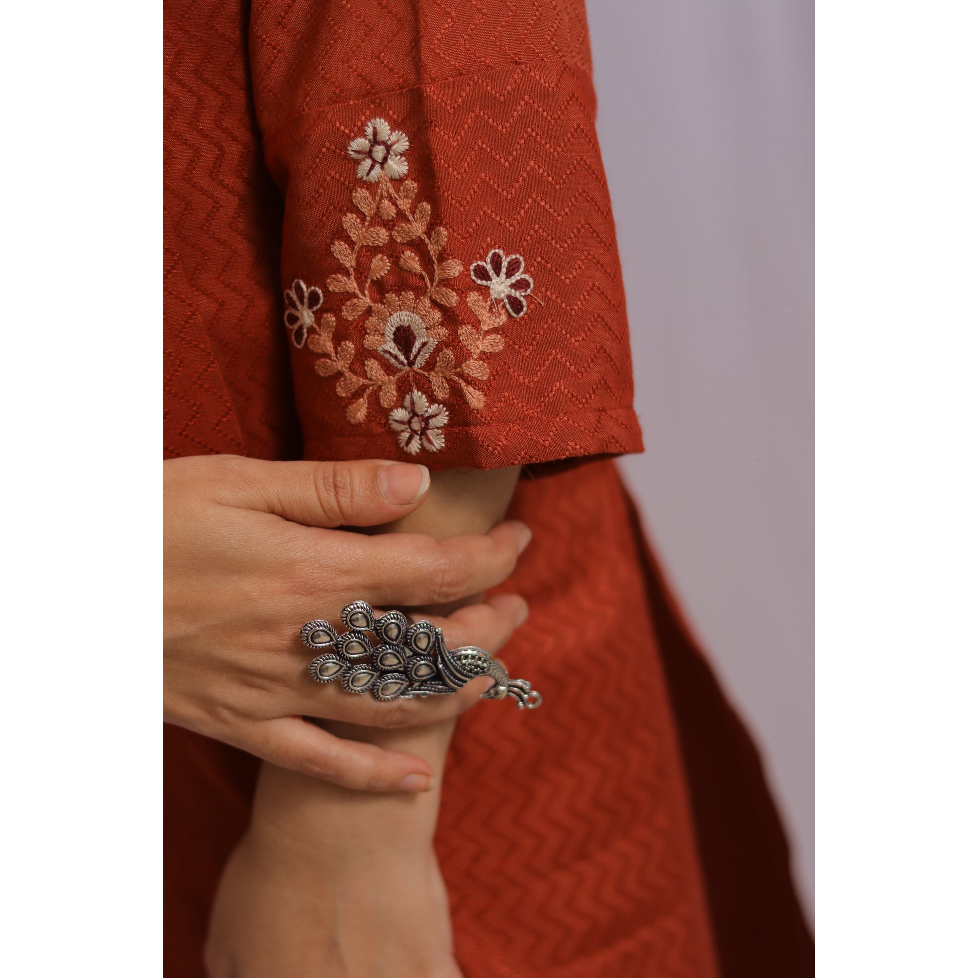 Red Embroidered Kurti