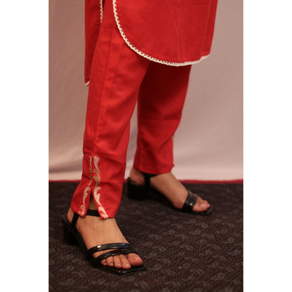 Darpali Red Embroidered Co-ord Set