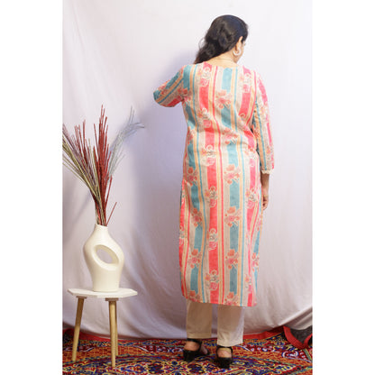 Charita Beige and Pink Suit Set