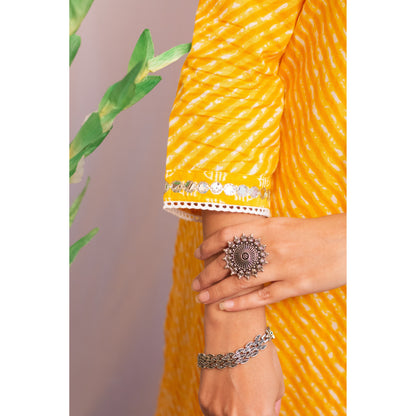 Lehriya Yellow Embroidered Kurti Pant Set