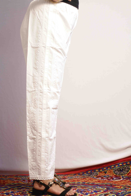 White Lukhnowi Lace Pant