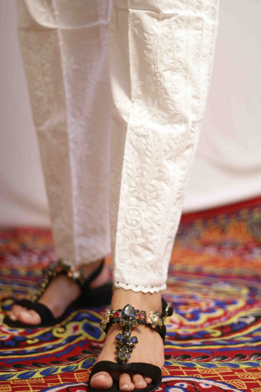 White Lukhnowi Lace Pant