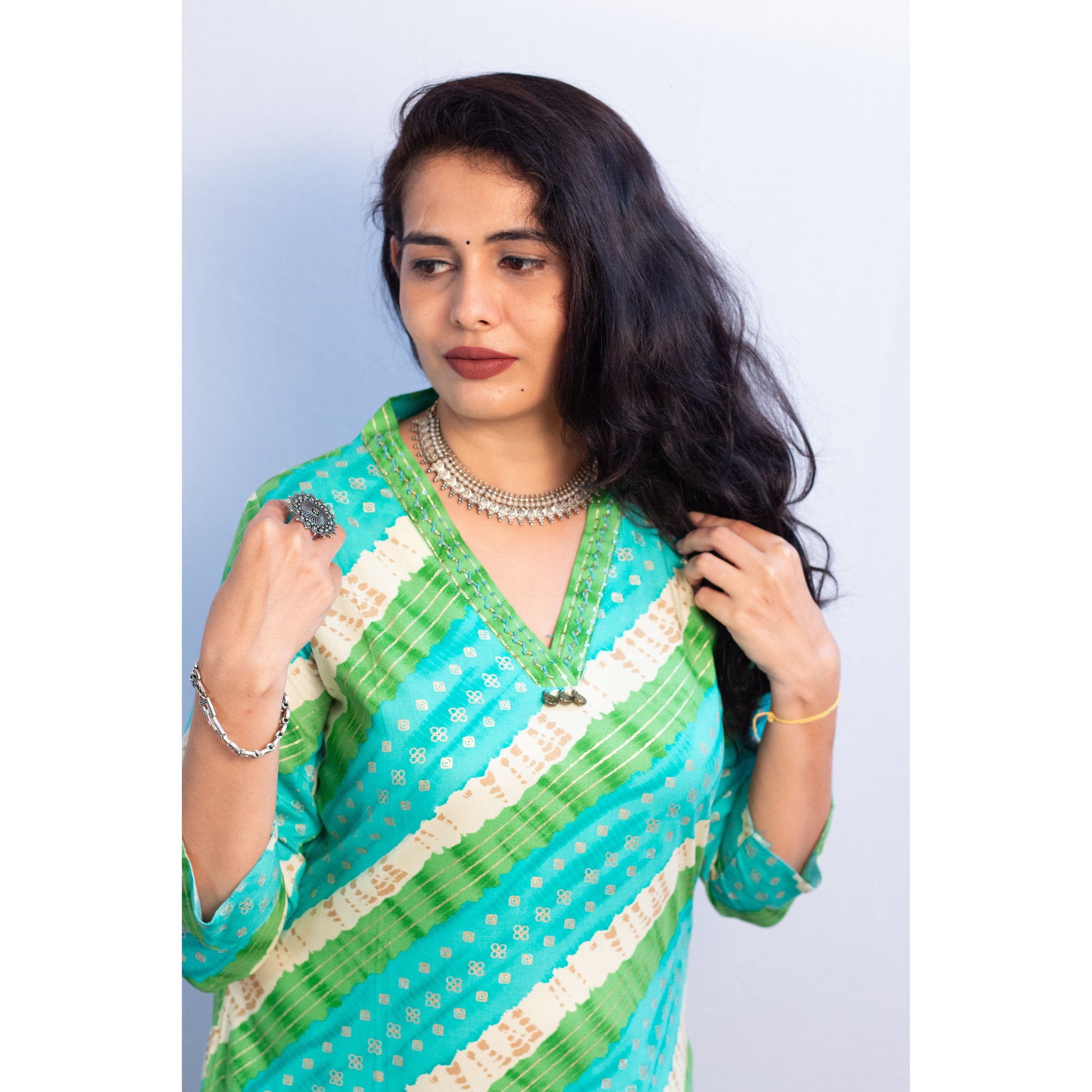 Green Embroidered Kurti