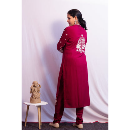 Nirali Maroon Embroidered Co-ord Set