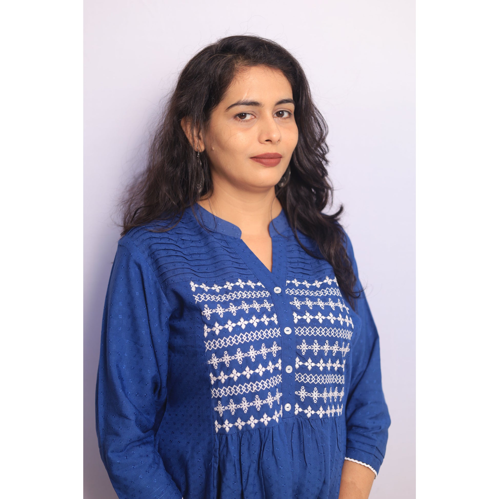 Royal Blue Embroidered Kurti