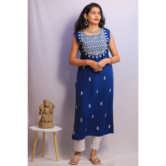 Royal Blue Embroidered Kurti