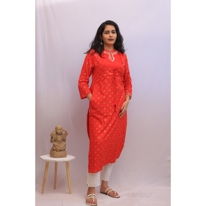 Red Embroidered Kurti