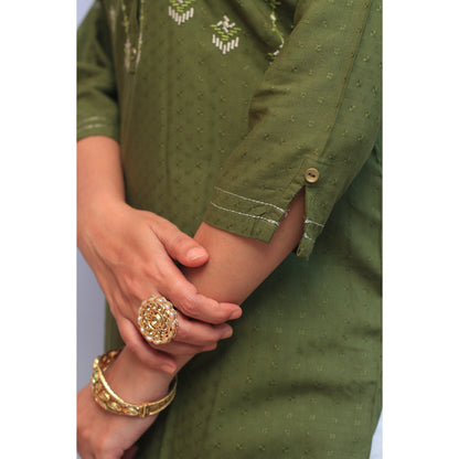 Embroidered Green Kurti