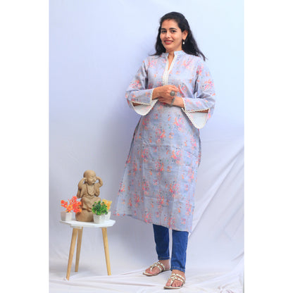 Light Blue Embroidered Kurti