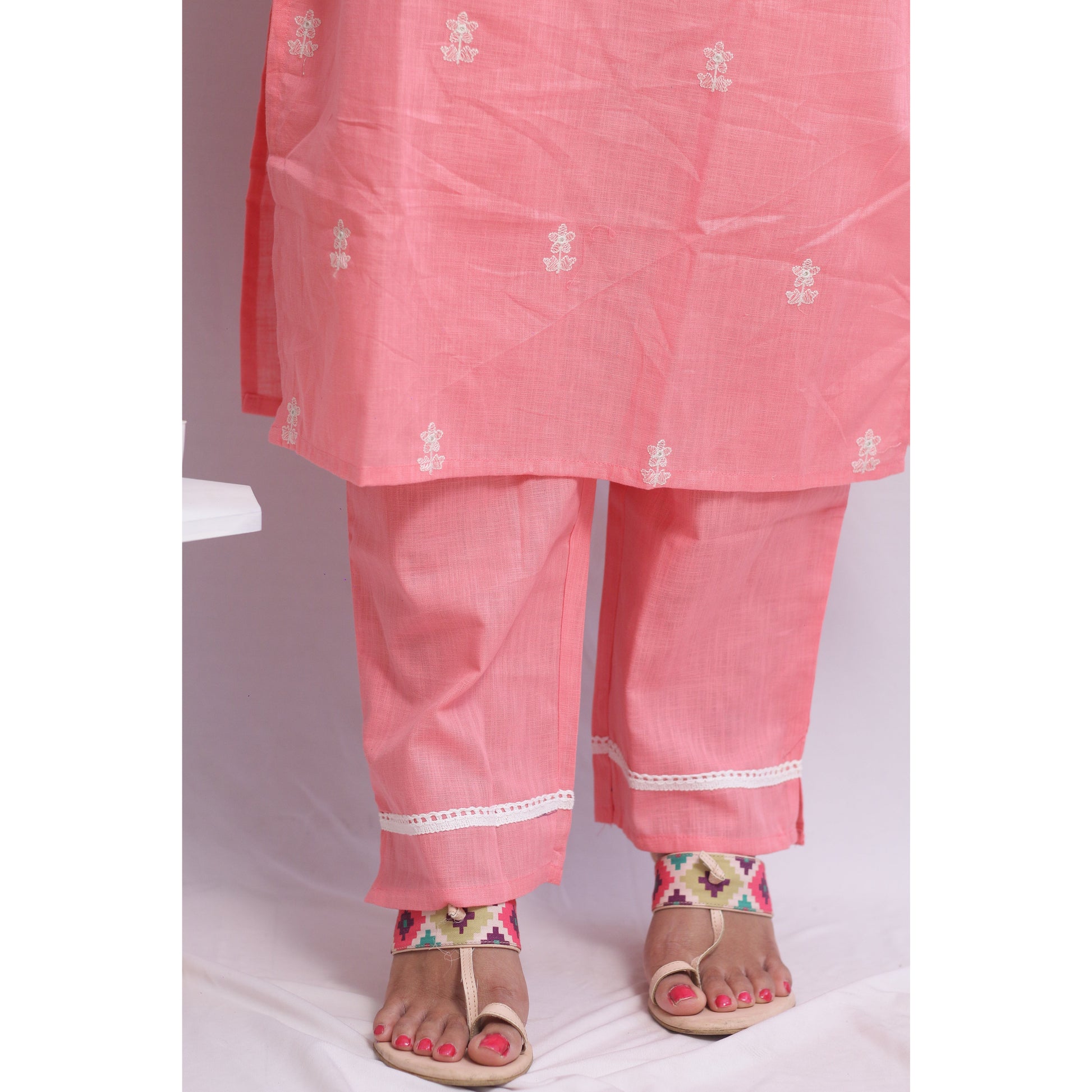 Pink Embroidered Suit Set