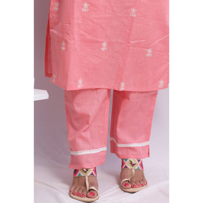 Pink Embroidered Suit Set