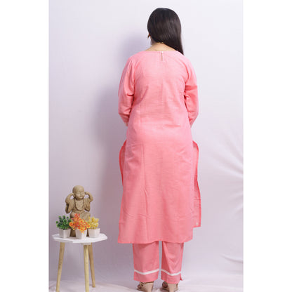 Pink Embroidered Suit Set
