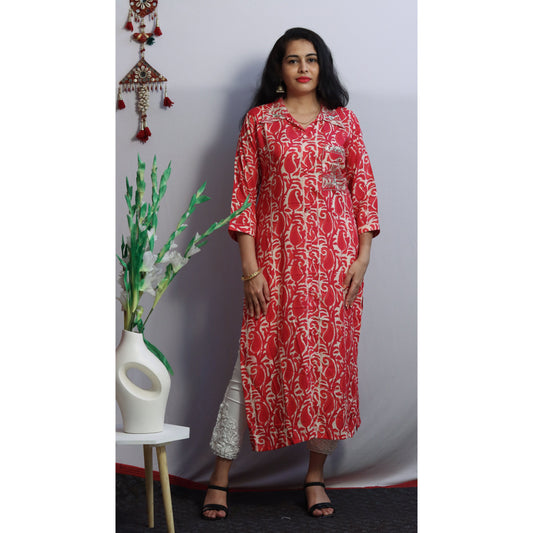 Rani Pink Embroidered Kurti