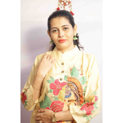 Bahuli Lemon Yellow Embroidered Co-ord Set