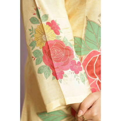 Bahuli Lemon Yellow Embroidered Co-ord Set