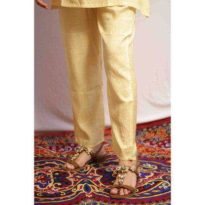 Bahuli Lemon Yellow Embroidered Co-ord Set