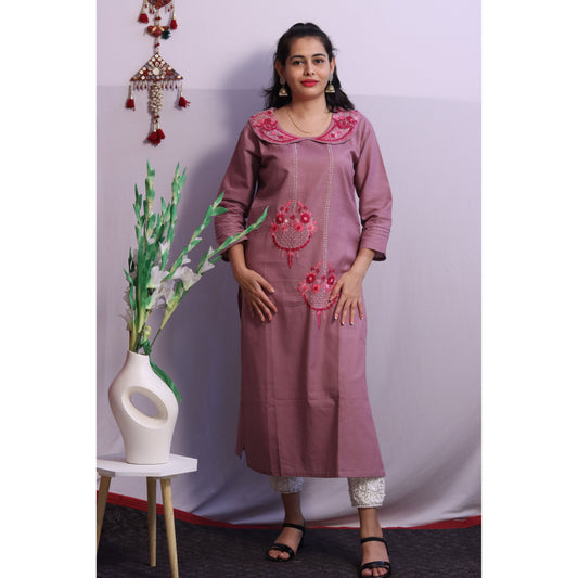 Lilac Embroidered Kurti