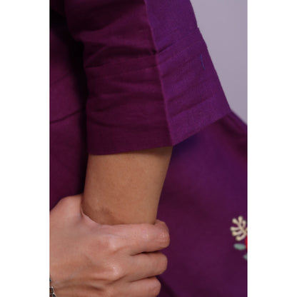 Purple Embroidered Kurti
