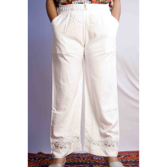 White Embroidered Pallazo