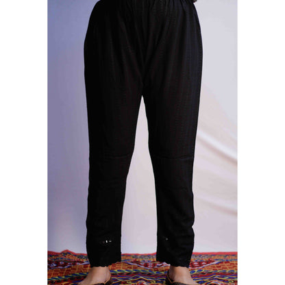 Black All over Embroidered Pant