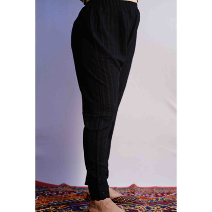 Black All over Embroidered Pant