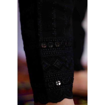 Black All over Embroidered Pant