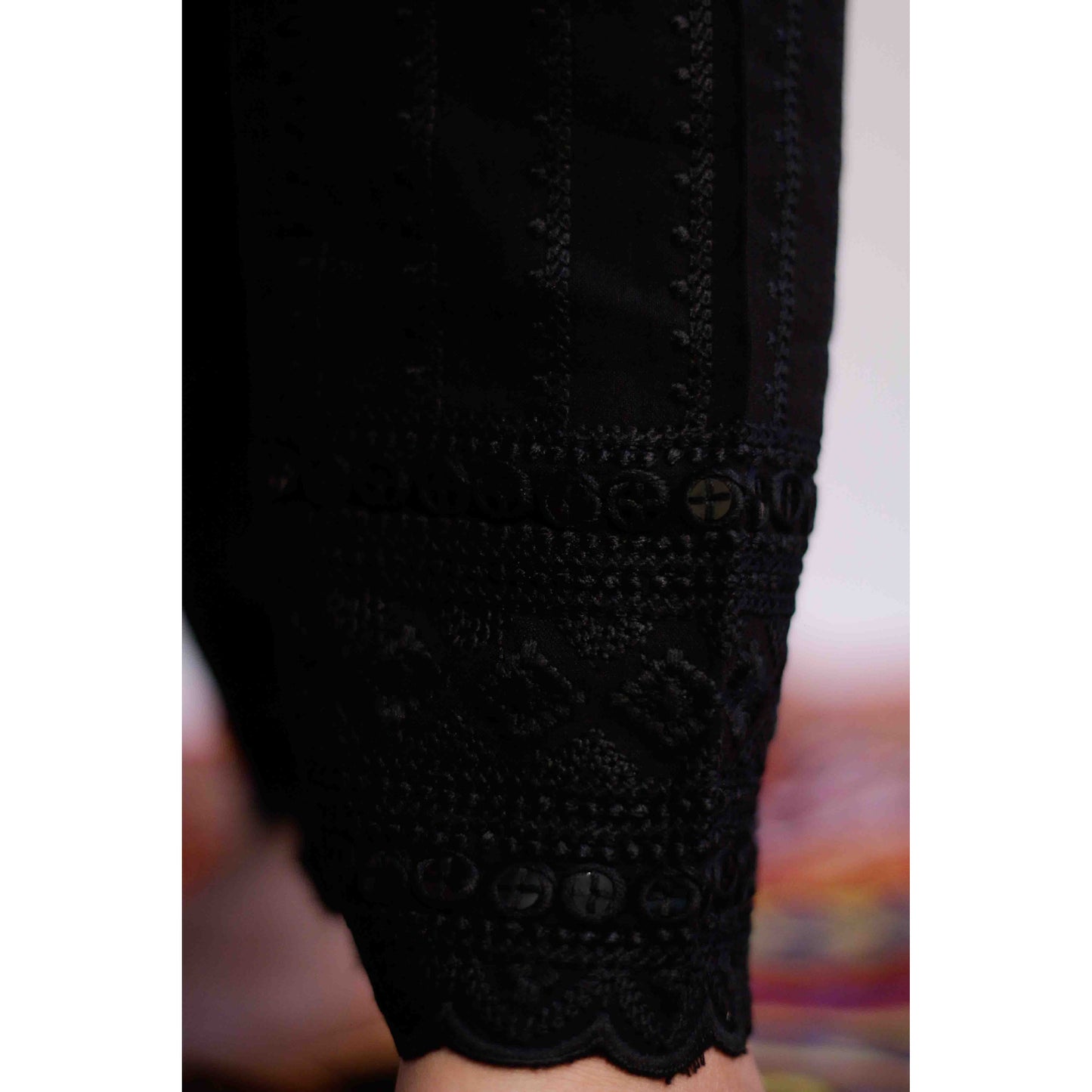 Black All over Embroidered Pant