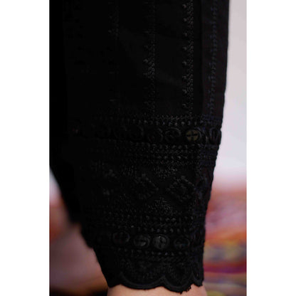 Black All over Embroidered Pant