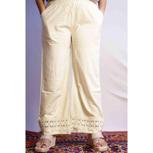 Beige Embroidered Pallazo